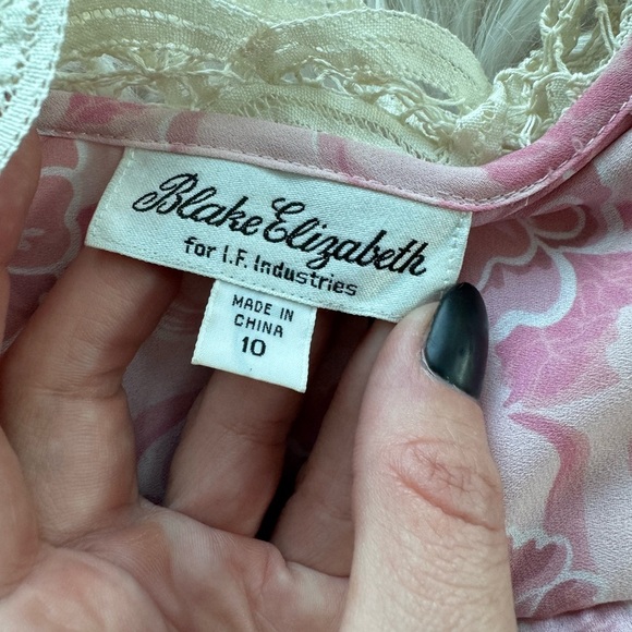 Vintage Blake Elizabeth Floral Pleated Lace Accordion Midi Dress 10 CottageCore - Picture 7 of 9